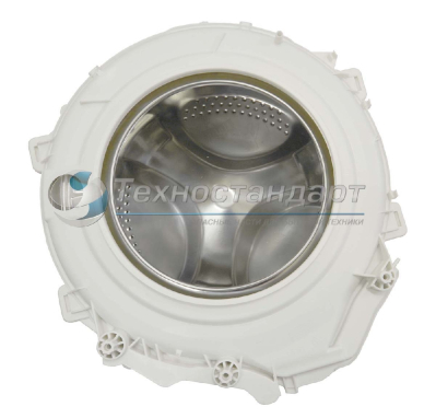 Бак стиральной машины Indesit в комплекте со шкивом, без тэна, глубина 33 см, для узких машин, код 118020