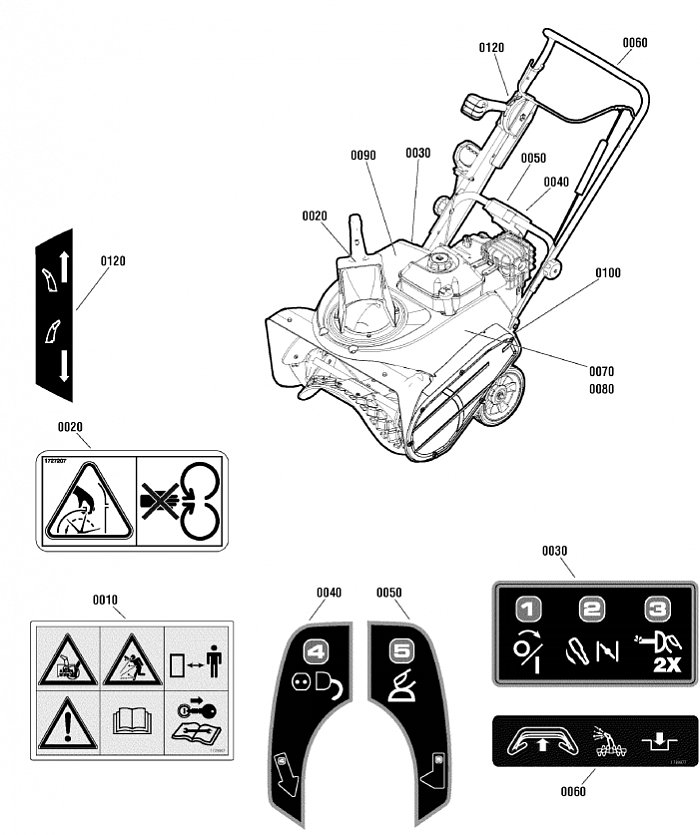 6 НАКЛЕЙКИ СНЕГОУБОРЩИК CHAMPION ST655BS дистанционное управление желобом