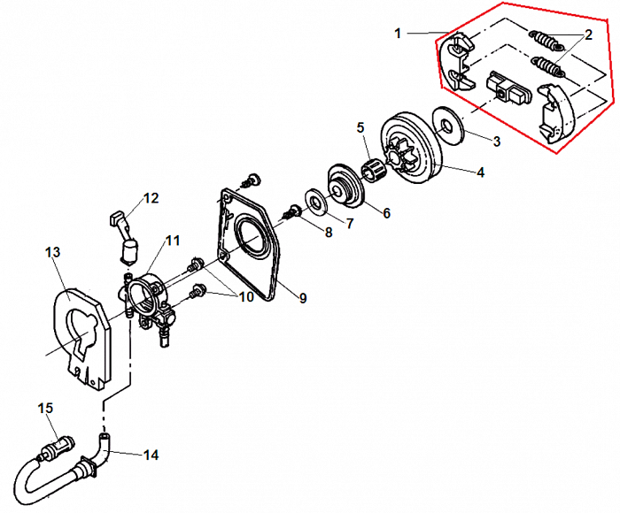 5 СЦЕПЛЕНИЕ - ЗВЕЗДОЧКА - МАСЛОНАСОС БЕНЗОПИЛА CHAMPION 125T-10