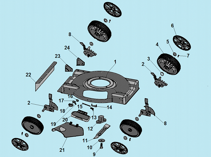 2 НОЖ - АДАПТЕР - КОЛЕСА - РЕМЕНЬ ГАЗОНОКОСИЛКА CHAMPION LM5127BS