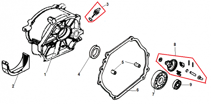 5 ДЕТАЛИ ДВИГАТЕЛЯ - БЛОК - СВЕЧА - ГОЛОВКА - КЛАПАНА - ПРОКЛАДКИ ГЕНЕРАТОР CHAMPION GG7501E-3