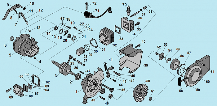 3 ПОРШЕНЬ - ЦИЛИНДР - КАРТЕР - КОЛЕНВАЛ - САЛЬНИК - СТАРТЕР - МАГНЕТО - СВЕЧА ГЕНЕРАТОР CHAMPION IGG980