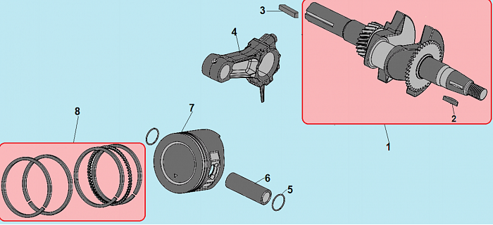 7 ПОРШЕНЬ -ЦИЛИНДР -КОЛЕНВАЛ- КОЛЬЦА КУЛЬТИВАТОР CHAMPION ВC4311