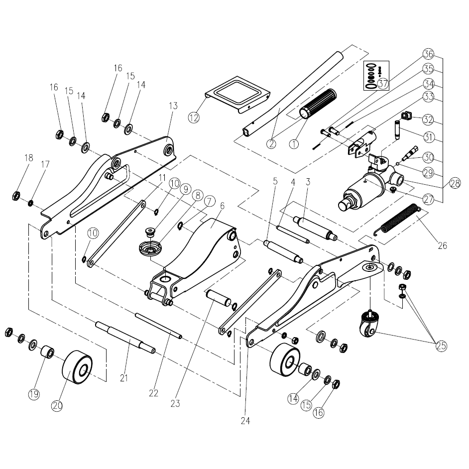 Домкраты подкатные гидравлические, модель Т-65 43057-2.5-K