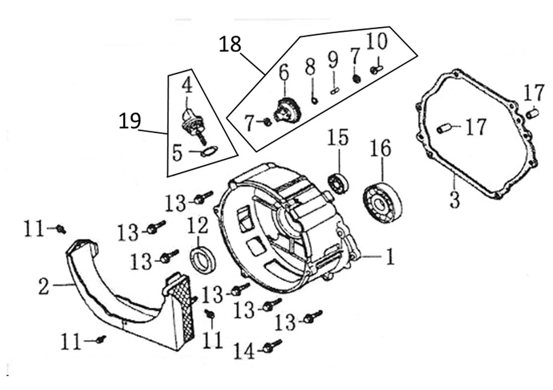 ЗАПЧАСТИ ДЛЯ ГЕНЕРАТОРА БЕНЗИНОВОГО ELITECH СГБ 6500Р (КРЫШКА КАРТЕРА)