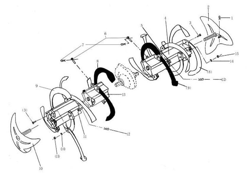 ЗАПЧАСТИ ДЛЯ КУЛЬТИВАТОРА БЕНЗИНОВОГО ELITECH КБ 65Х (ШНЕК)