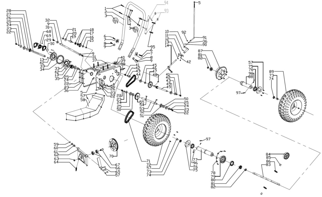 ЗАПЧАСТИ ДЛЯ СНЕГОУБОРЩИКА БЕНЗИНОВОГО ELITECH СМ 12Э (2016 ГОД) (РЕДУКТОР)