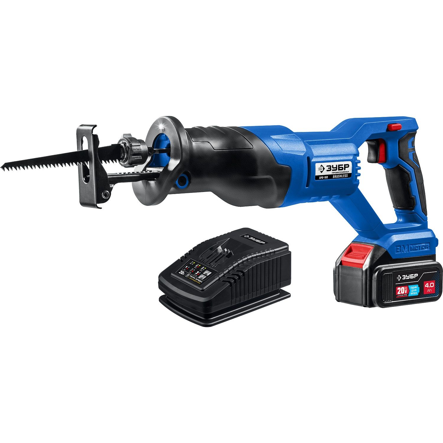 Бесщеточная пила сабельная, 1 АКБ (4 Ач), в коробке SPB-180-41