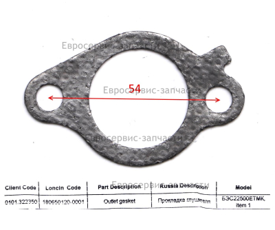 Прокладка глушителя 180650120-0001 БЭС22500ЕТМК
