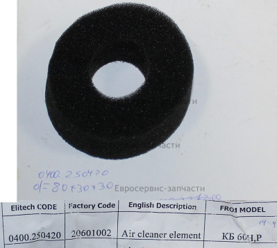 Элемент фильтрующий. Поролоновый. 20601002. МБ 1610Д100