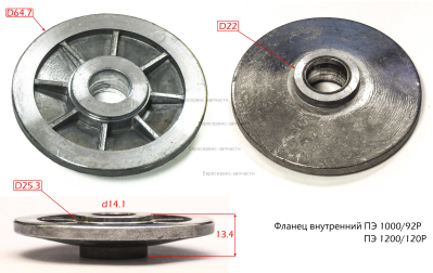 Фланец внутренний, D64.7х22, d14.1. ПЭ 1000 92Р.1200 120Р